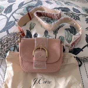 NEW! J. Crew crossbody buckle bag in Italian suede warm blush with dust bag